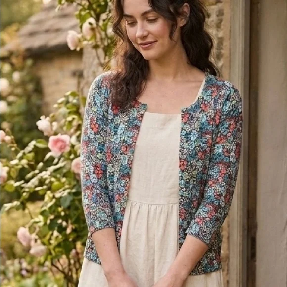 Lord & Taylor 100% Cotton Ditsy Floral Cardigan Large
3/4 Sleeve Cottagecore - Picture 1 of 8